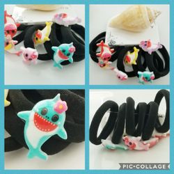 NWT cute Baby Sharks hair elastic bands