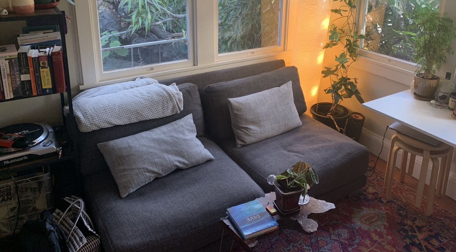 CB2 Gybson Earth Gray Loveseat