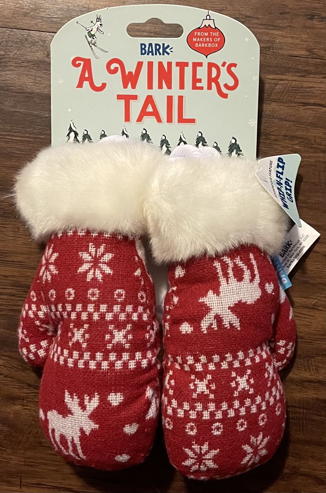 Bark A Winters Tail Hand Mitts Dog Toy