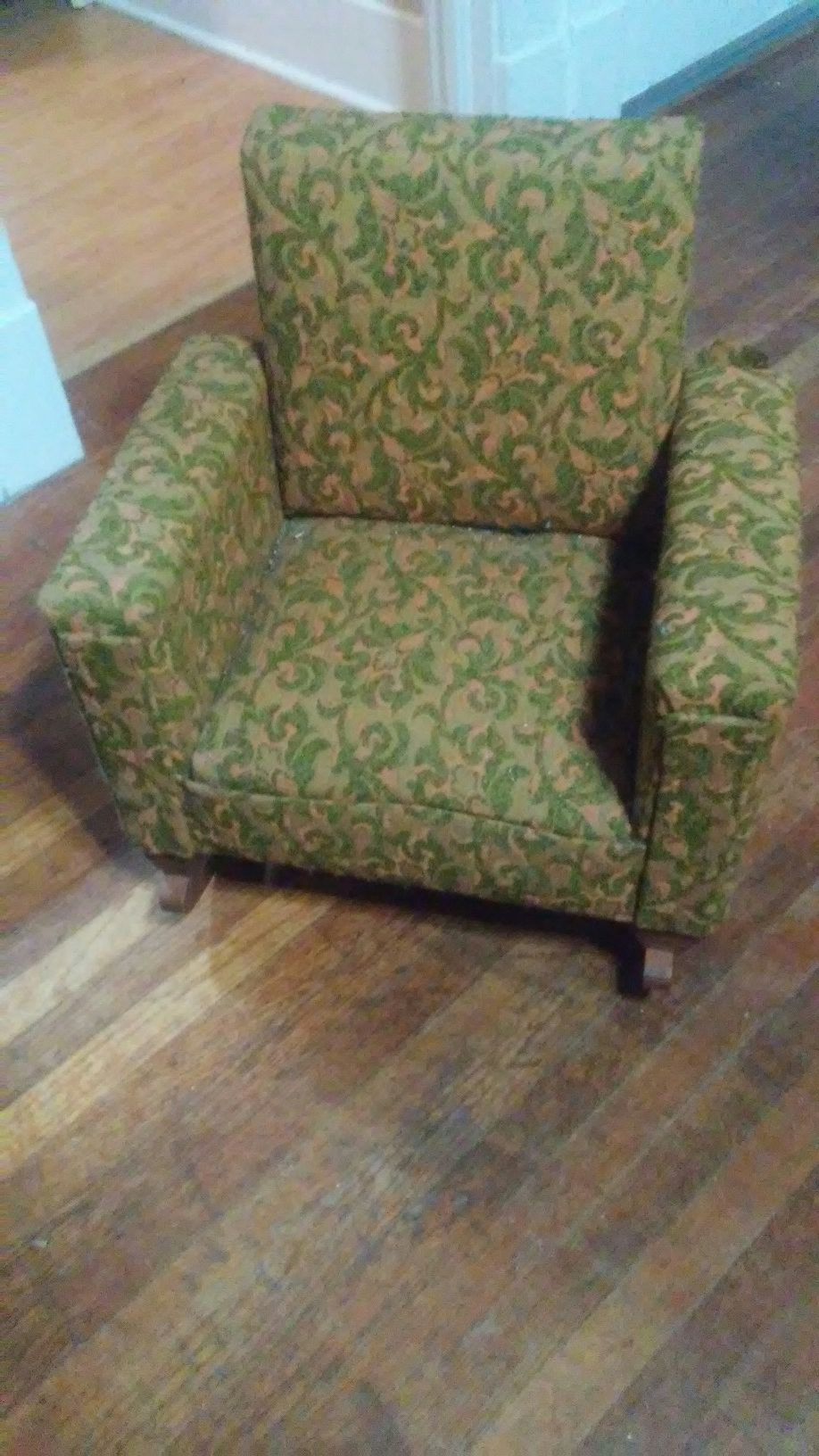 Vintage upholstered children's rocking chair