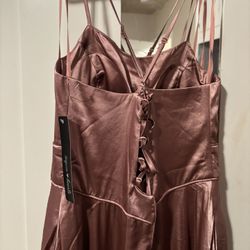 Pink Prom Dress With Slit And Pockets 