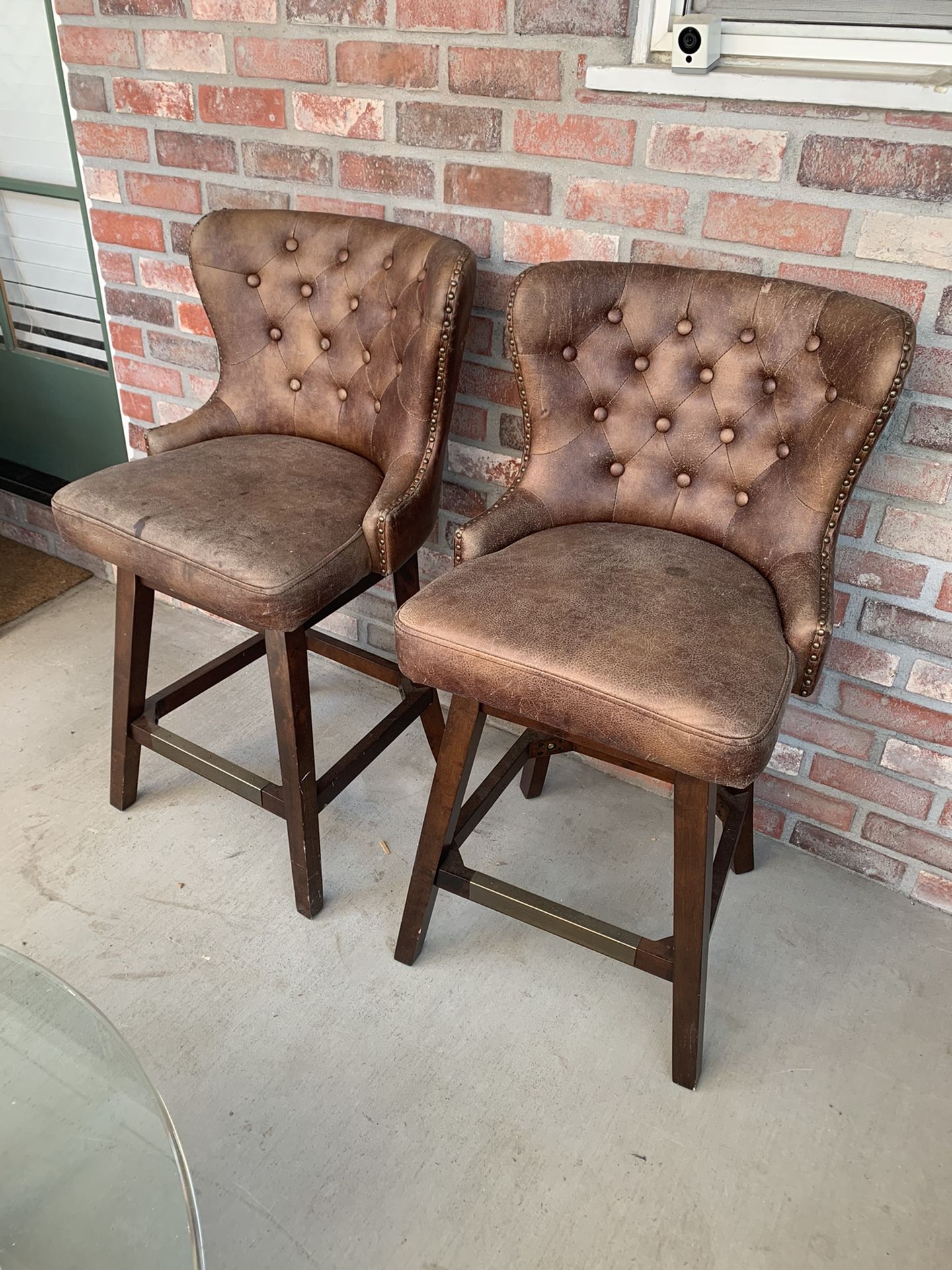 Vintage Leather Restaurant Barstool 