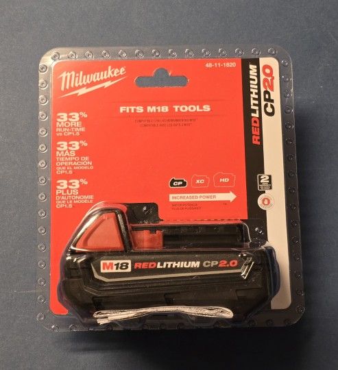 Milwaukee M18 CP 2.0 Ah Battery Pack Brand New No Low Offers/Trades, Pls. Price is Firm. Pickup in Burien