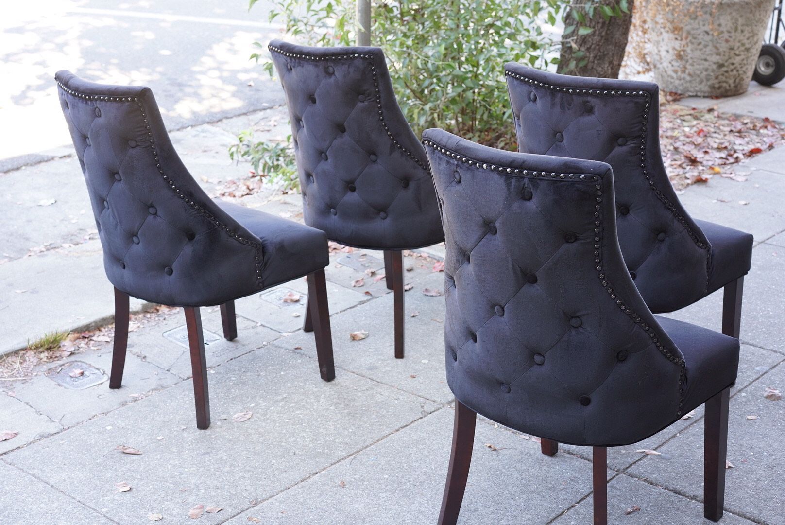 **BARGAIN BUY** #100414 Set of 4 Black Velvet Chairs by Anji Haolin Furniture 21" Wide x 21" Deep x 39" Tall