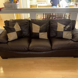Real Brown Leather Couch/Sofa Set