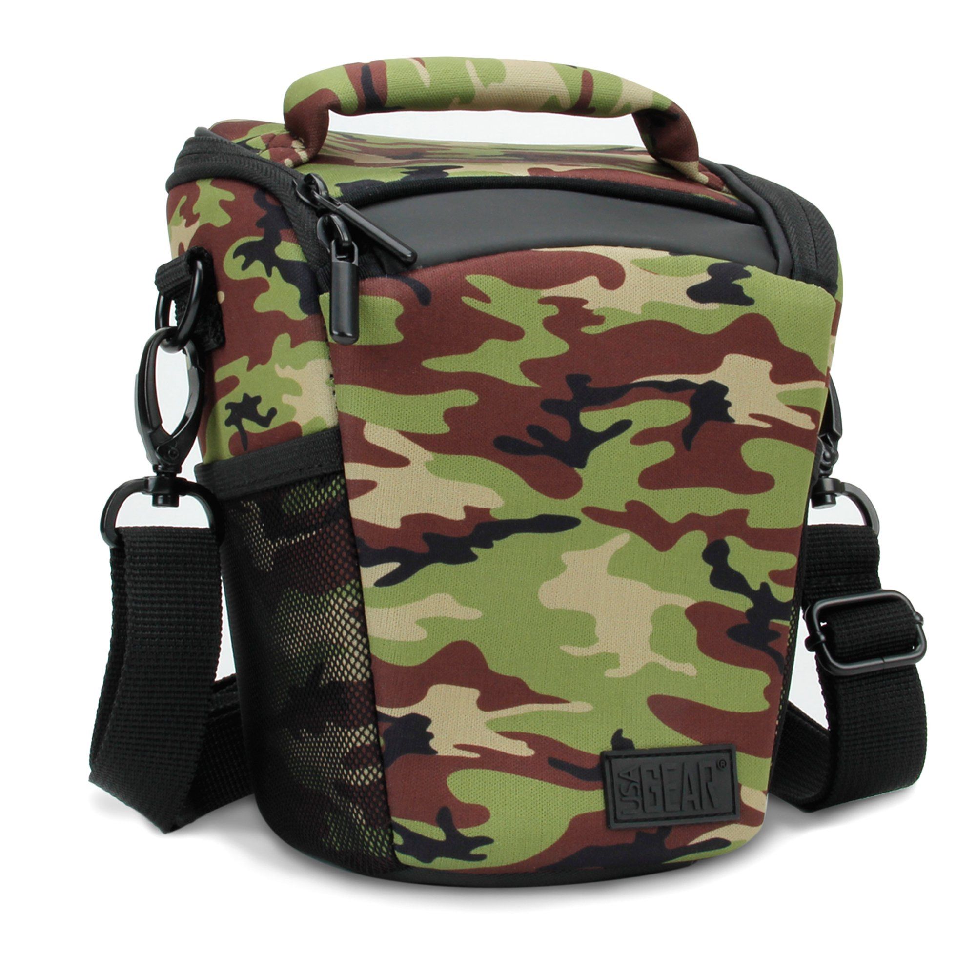 USA GEAR DSLR Camera Case Bag with Top Loading Accessibility, Camo Green