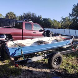 14’ Aluminum Boat+triler (New Outboard )