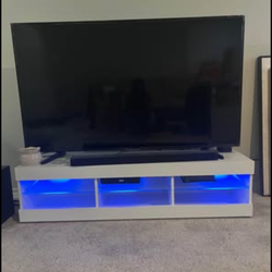 Modern White TV Stand w/ LED Lights