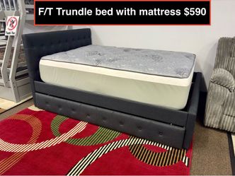 New Solid Full/ twin trundle bed with mattress