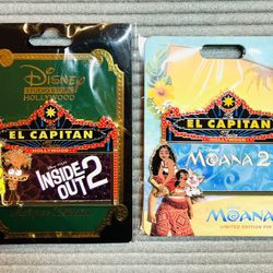 DSSH Disney Studio Store Hollywood Moana 2 & Inside Out 2 Marquee Pin Lot LE 400