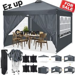 10x10 Pop Up Canopy Tent with 4 Removable Sidewalls, Waterproof Commercial Easy Adjustable Gazebo Tent with , 4 Sandbags, Stakes & Ropes