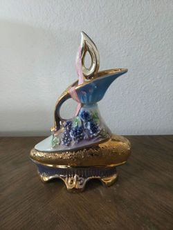 Decorative Ceramic decanter with Gold Accents