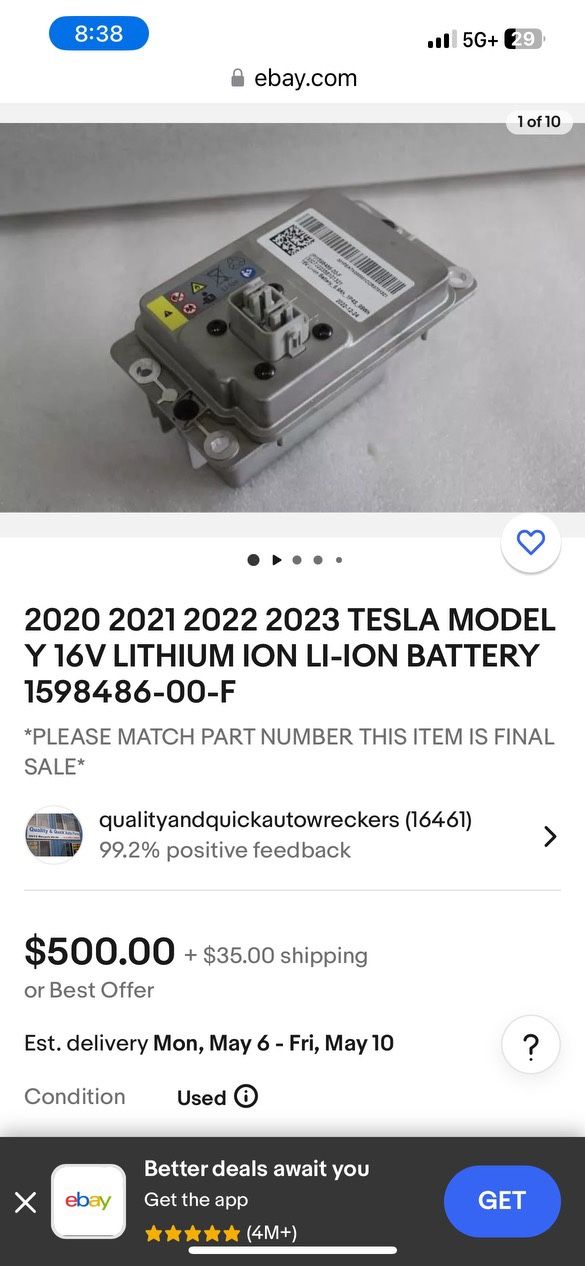 Tesla 16v Lithium battery