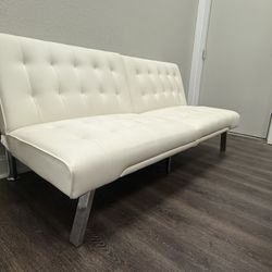  Futon Sofa Bed - Abbyson Jackson Ivory Faux Leather Foldable