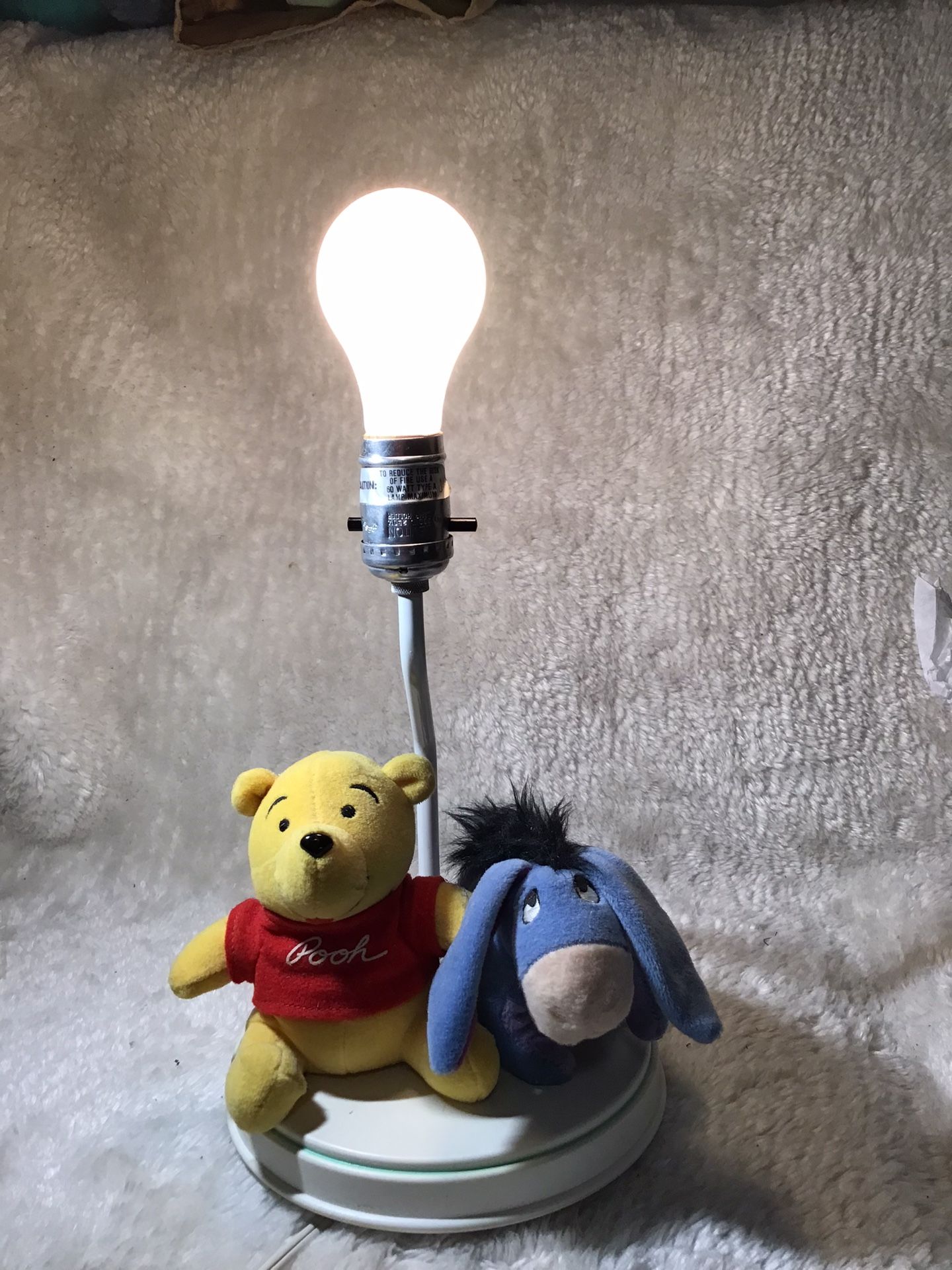 DISNEY WINNIE THE POOH AND EEYORE PLUSH LAMP VINTAGE