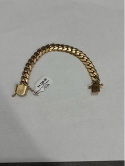 10K YELLOW GOLD CUBAN BRACELET  , 7”
