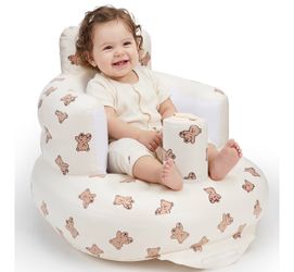 UNEEDE Inflatable Baby Seat for 3 Months & Up, Infant Floor Chair for Sitting Up with Built in Air Pump, Lightweight Travel Baby Seat for Home, Campin