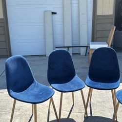 Washable Velvet Blue Chairs Set Of 4 