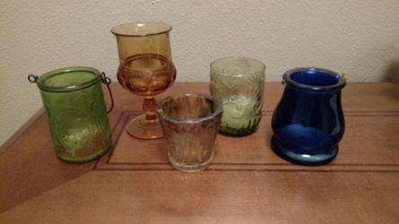Bundle of glass candle holders $10 obo