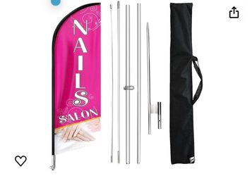 Nails Salon  Flag Sign, Pink, 11FT,