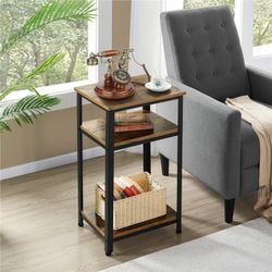 Rustic Industrial End Telephone Table,rustic brown