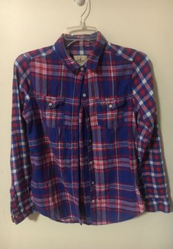 Hollister Red & Blue Light Flannel Size S