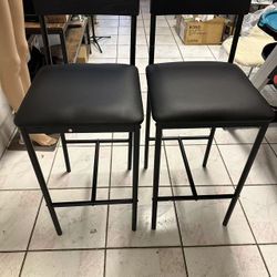 Bar Stools Set of 2, Counter Height Bar Stools Black