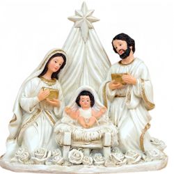 Catholic Holy Family Statue Virgin Mary Jesus Catholic Statues fo Christmas Collection Religious Gift Home Decor Family Statue Decor (White)