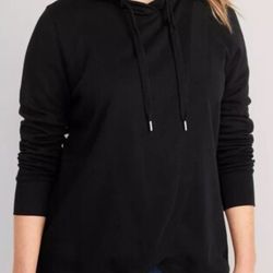 Old Navy Maternity Cross-Front Nursing Pullover Hoodie, Black,Size L