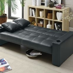 Black Leather Futon