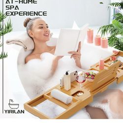 Yirilan Premium Bathtub Tray Caddy - Expandable Bath Tray - Unique House Warming Gifts, New Home, Anniversary & Wedding Gifts for Co