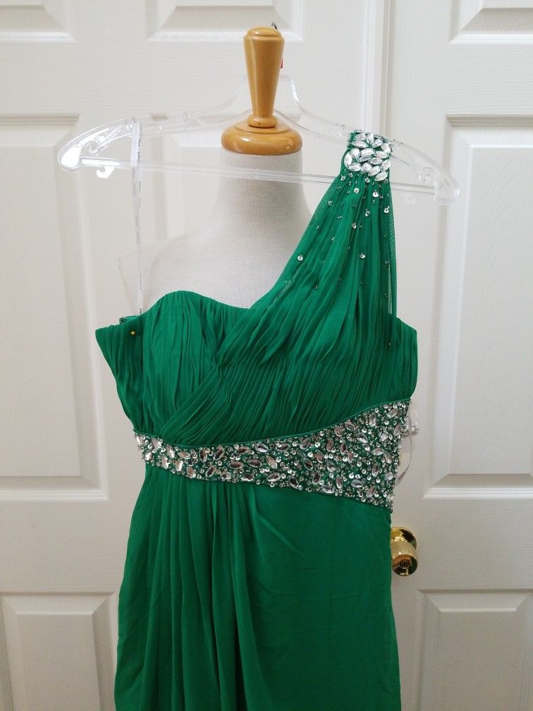 Emerald Green One Strap Sequined Dress Size XS