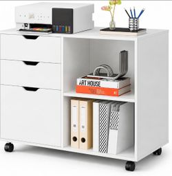 DEVAISE 3 Drawer File Cabinet, Lateral Filing Cabinet White
