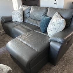 Gray Leather Electric Reclining Sectional 