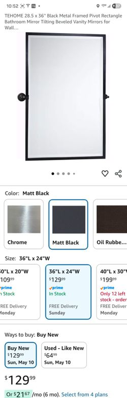 TEHOME 28.5 x 36'' Black Metal Framed Pivot Rectangle Bathroom Mirror Tilting Beveled Vanity Mirrors for Wall…