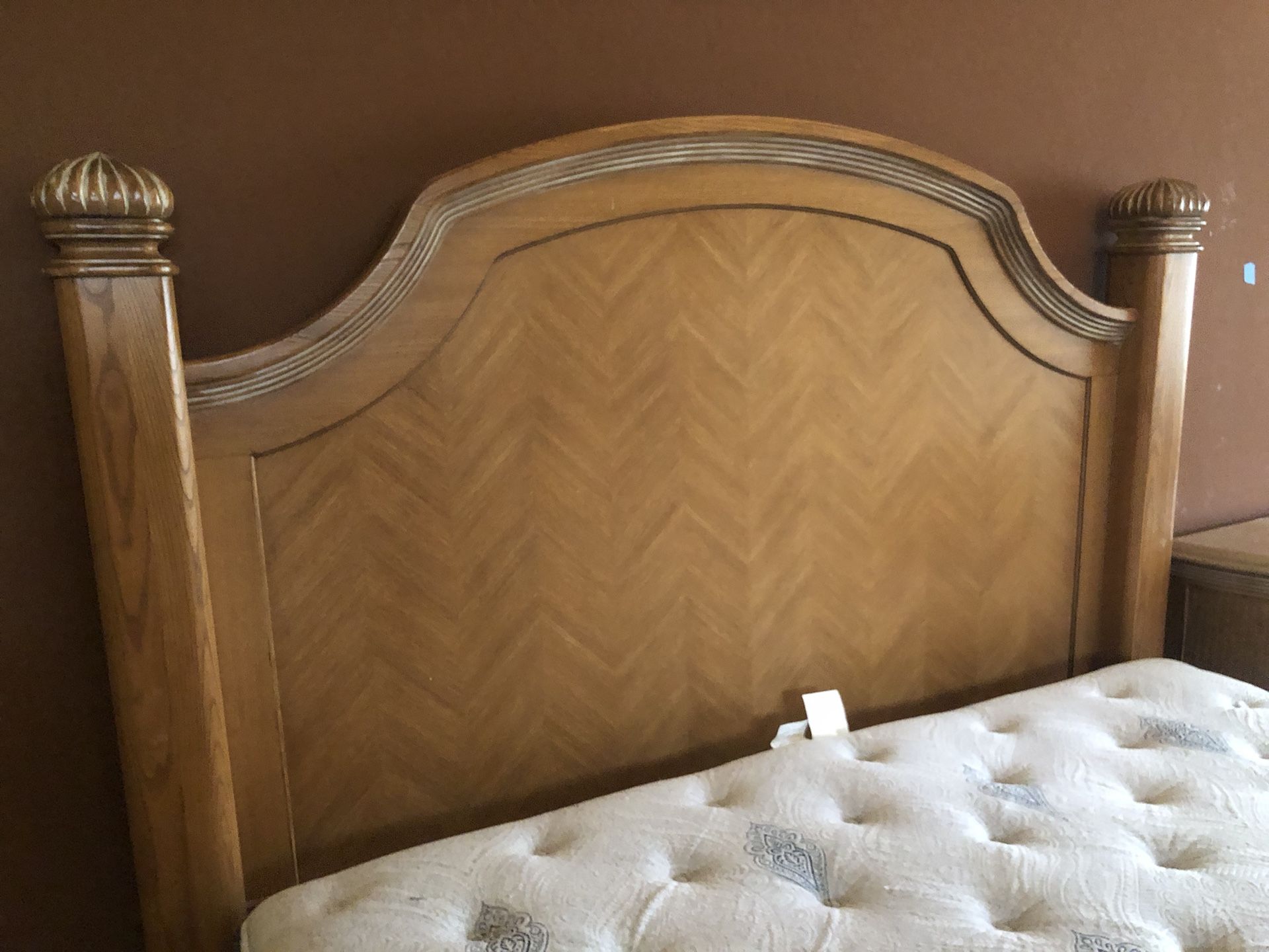 King Size Parquet Solid Oak Bed Frame $2000 New