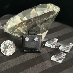 Lilac Crystal Stud Earrings – .925 Silver