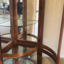 Solid Wood Lighted Corner, Curio Cabinet