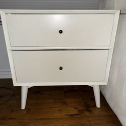 White Nightstand/side Table  (2 Drawers)