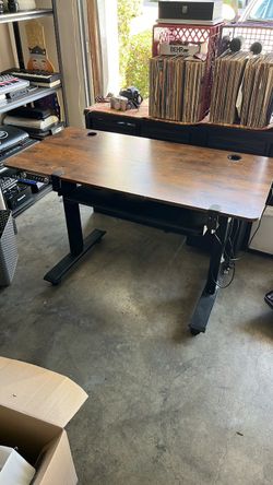 Adjustable desk walnut colored