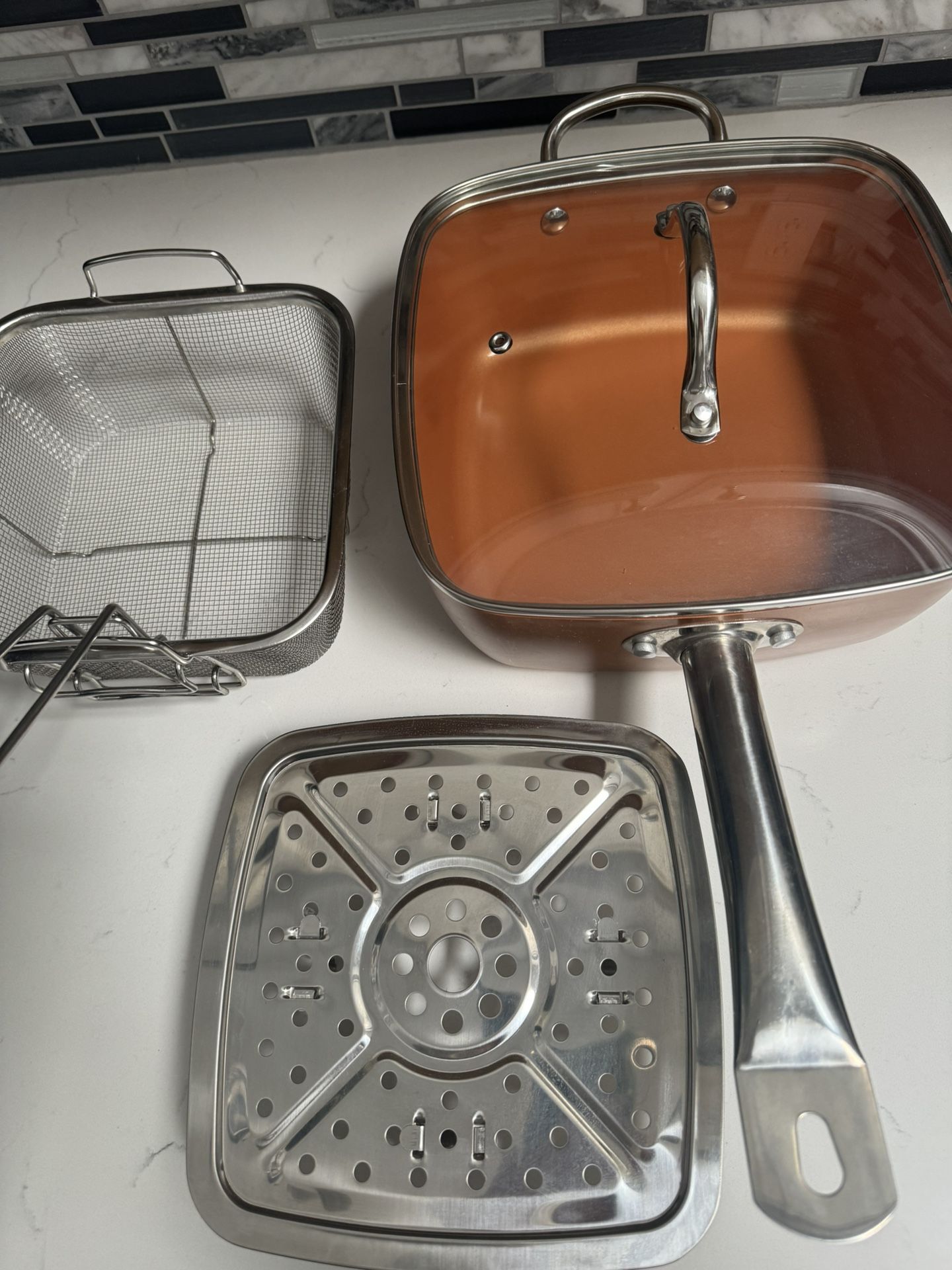 Copper Casserole Pan And Steamer Basket