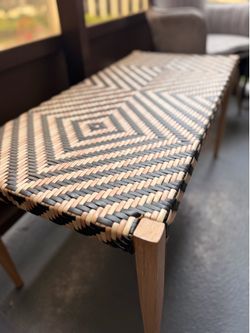Aztec Tribal Outdoor Woven Bench Geometric