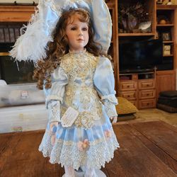 Vintage Victorian Porcelain Doll, Cloth Body 26"  $250