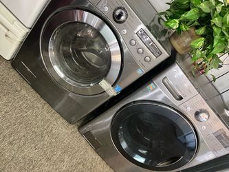 Stainless steel front load washer and dryer