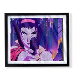 Faye Valentine from cowboy bebop custom art on black frame