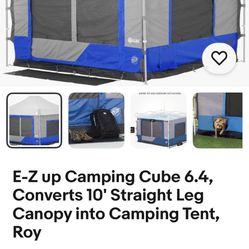 E-Z up Camping Cube 6.4, Converts 10' Straight Leg Canopy into Camping Tent, Roy Blue