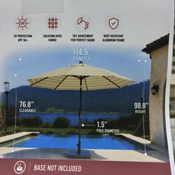 SunVilla 11' Round Solar LED Market Umbrella