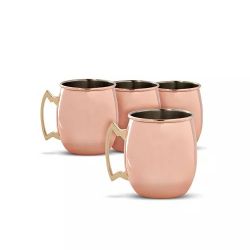 Thirstystone by Cambridge Smooth Copper Moscow Mule Mugs, Set of 4