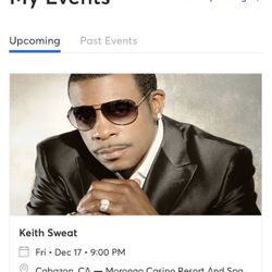 Two Tickets For Keith Sweat Tomorrow At Morongo Casino 