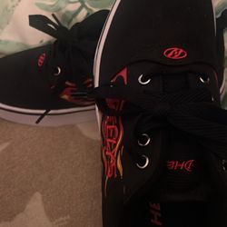 Black With Flame Heeleys